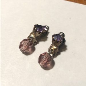 Early Austrian Signed Prong Set Clip Earrings